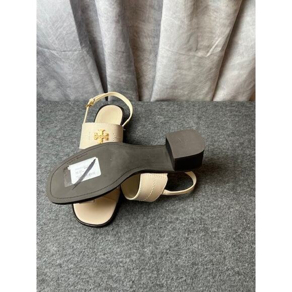 NIB Tory Burch Eleanor Block Heel Sandals IVORY 10.5 Calf Leather - Picture 7 of 7